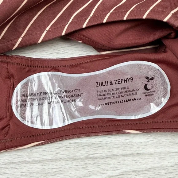 Free People x Zulu & Zephyr Stripe Halter One Piece Swimsuit Stripe Plum Size 10 - Picture 12 of 13